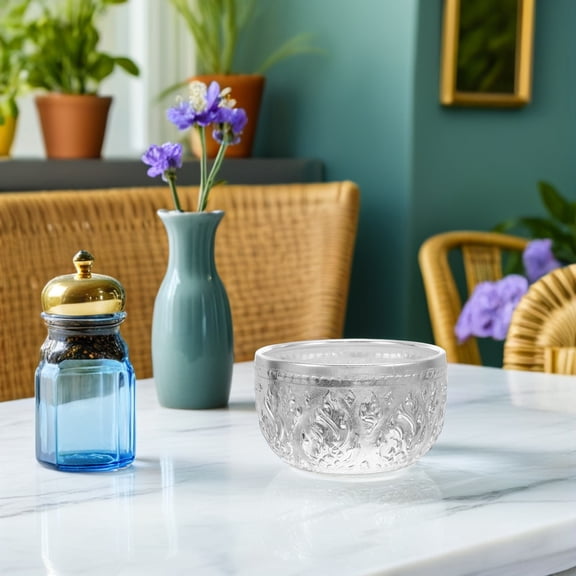 LOLIPPYY Carved Silver Tin Bowl for Thai Restaurant Serving Rice Fruit Salad and Decoration