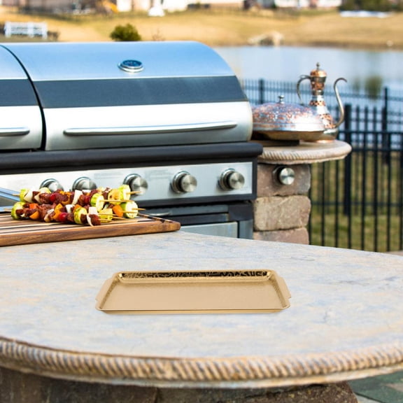 LOLIPPYY Cast Iron Griddle Gold Trays For Dessert Table Outdoor Use Cooking Enthusiasts 1Pcs