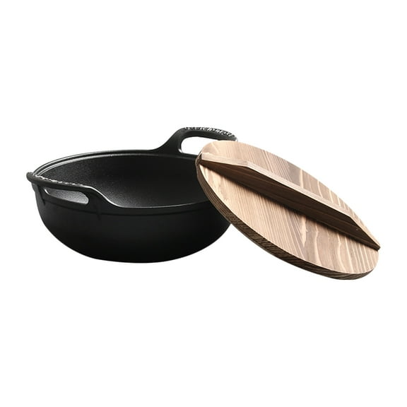 LOLIPPYY Cast Iron Pie Pan Black Round Cooking Pot with Side Handles 1Set for Outdoor Enthusiasts