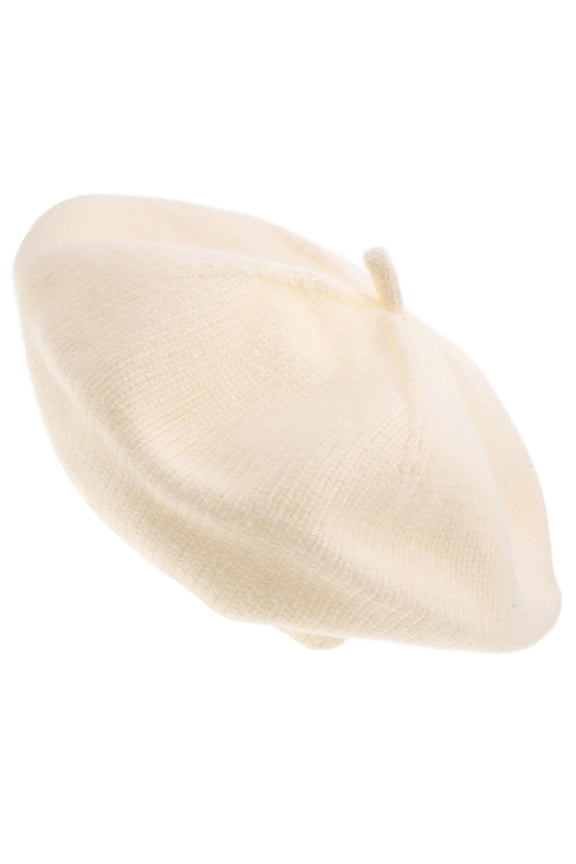 Casual Beige Knitted Beret Hat Stylish French Style Warm Decorative Outdoor