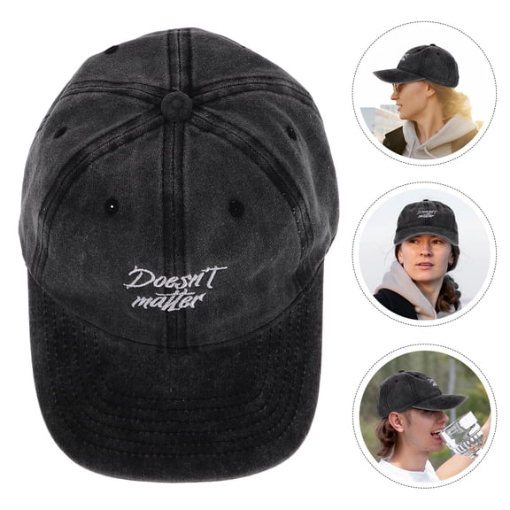 LOLIPPYY Casual Black Washed Baseball Cap with Breathable Cotton and Embroidered Lettering