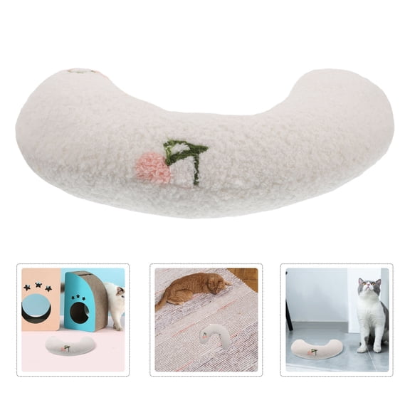 LOLIPPYY Cat Calming Pillow Soft Plush U Shaped Neck Pillow for Indoor Cats Beige Color