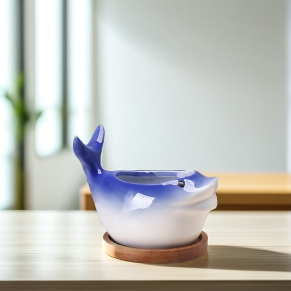 LOLIPPYY Ceramic Bonsai Flowerpot Blue Color with Fine Workmanship for Succulent Planting