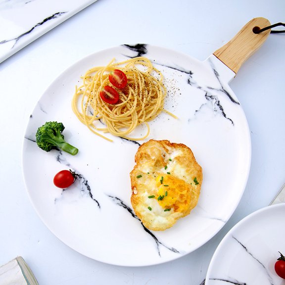 LOLIPPYY Ceramic Serving Pizza Charcuterie Board for Tea House 1Pack