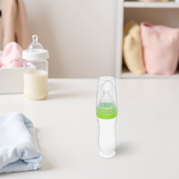 LOLIPPYY Silicone Cereal Feeder Bottle with Green Base for Mealtime - 1 Piece