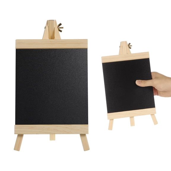 LOLIPPYY Wooden Chalk Menu Board with Stand for Tabletop Message Display, Black Board, 1 Piece