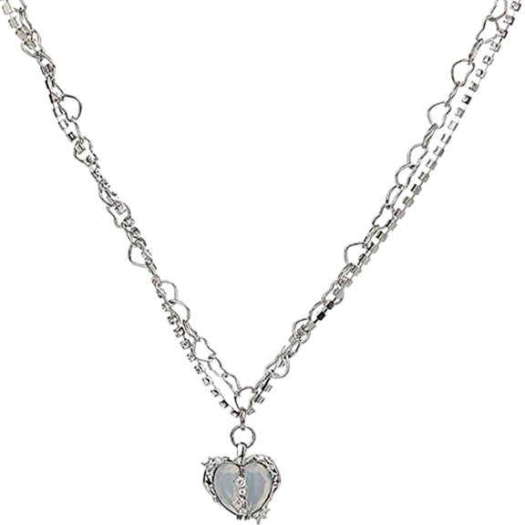 LOLIPPYY Charming Heart Choker Necklace for Women Trendy Rhinestone 1Set