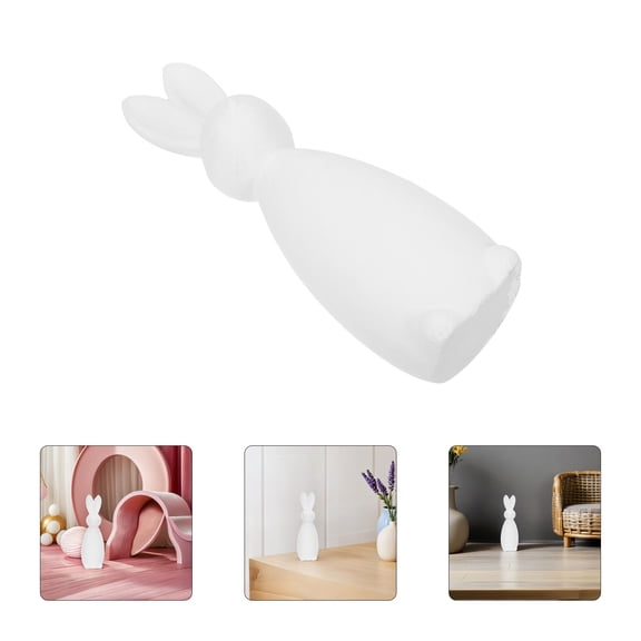 LOLIPPYY White Wooden Bunny Sculpture Cozy Farmhouse Rabbit Figurine for Shelf and Tabletop Decor
