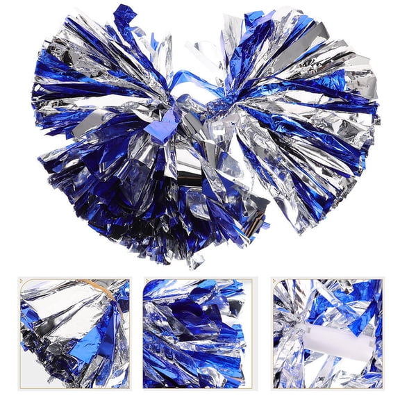 LOLIPPYY Cheerleading Cheer Pom Poms Team Spirit Enhancement Reusable PE Silver 2Pcs