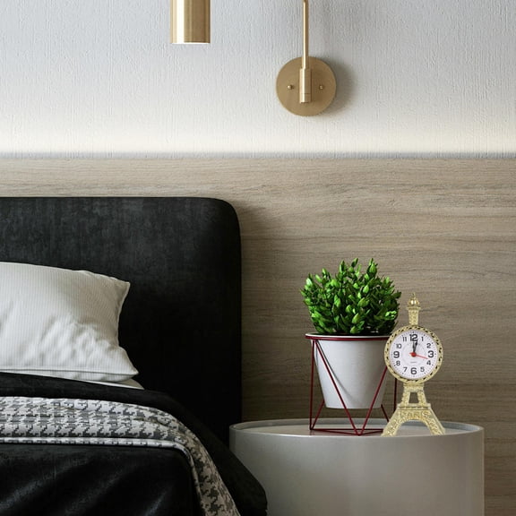 LOLIPPYY Stylish Golden Bedside Alarm Clock for Home and Office Desktop Table Clock Decoration
