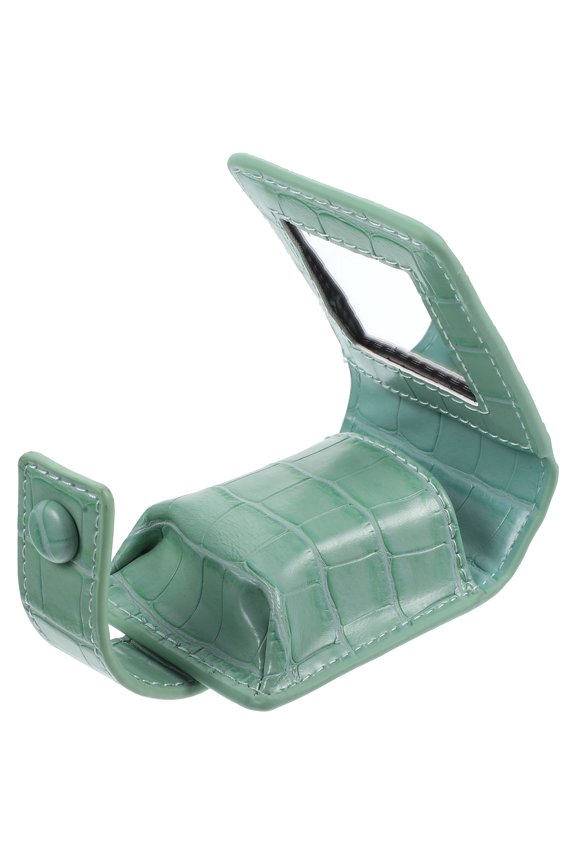Chic Green Lipstick Purse with Mirror Perfect for Travel and Daily Use