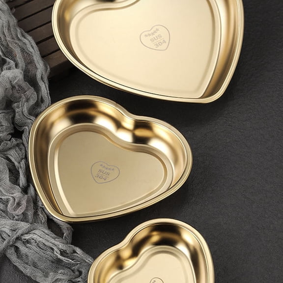 LOLIPPYY Chic Heart Shaped Golden Stainless Steel Food Tray for Restaurants and Home Use