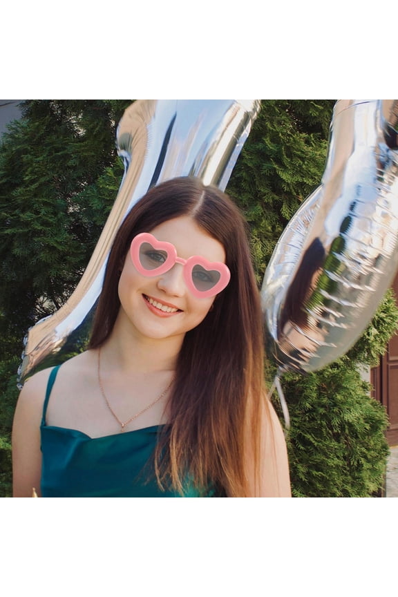 Chic Pink Heart Sunglasses Lightweight Design Uv Protection for Party Use