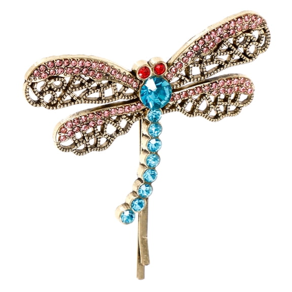 LOLIPPYY Chic Rhinestone Dragonfly Hairpin Hair Clip Metal Alloy Barrette for Proms and Holidays