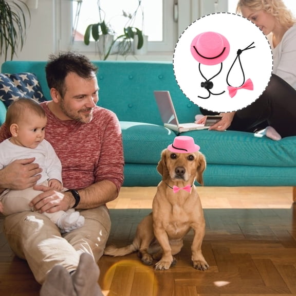 LOLIPPYY Chinchilla Bow Tie and Pink Bunny Hat Pet Costume Accessories for Wedding Holiday Activities