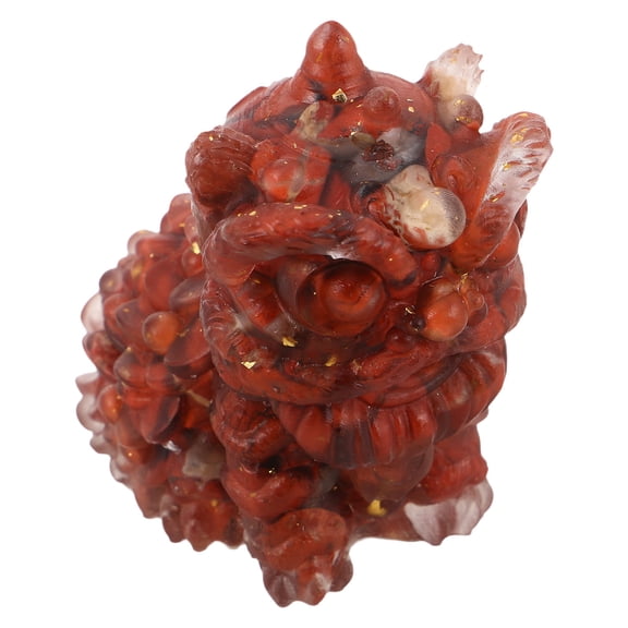 LOLIPPYY Red Crystal Chinese Lion Figurine Statue - Feng Shui Decor for Good Luck, Prosperity, and Energy in Home