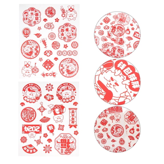 LOLIPPYY Chinese New Year Stickers Red PVC Dragon Year Window Decoration Self Adhesive for Doors