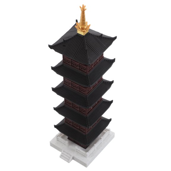 LOLIPPYY Chinese Sculpture Brown Traditional Tower Decor for Aquarium Terrarium and Bonsai Garden
