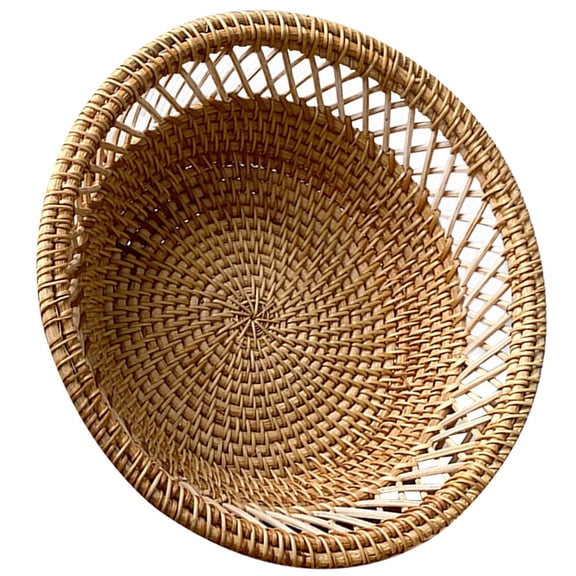 LOLIPPYY Chocolate Rattan Storage Basket for Baking Versatile Woven Organizer Ideal for Desktop and Snacks 10.5 x 10.5 x 5.5 Inches