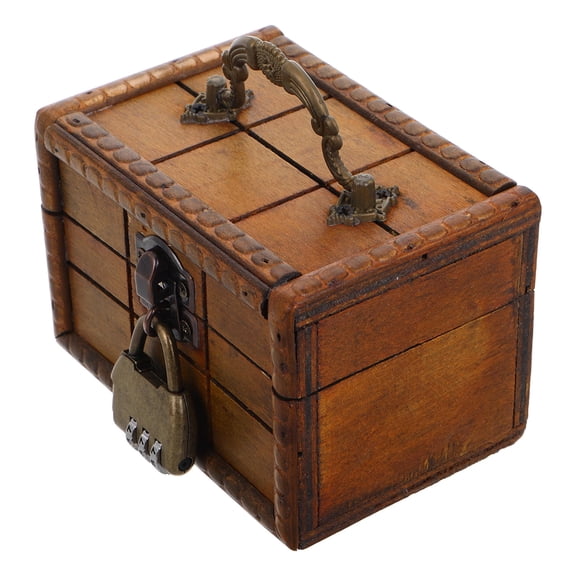 LOLIPPYY Chocolate Wood Storage Chest with Antique Design Creative Decorative Treasure Box