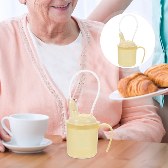 LOLIPPYY Khaki ABS Spill-Proof Drinking Cup for Seniors with Inclined Mouth Design, Unbreakable and Easy to Use