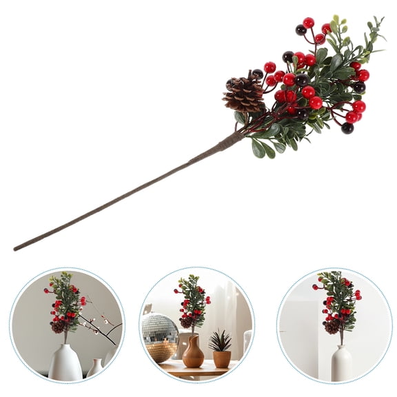 LOLIPPYY Christmas Artificial Plant Pine Branches with Red Berries and Pine Cone Accents