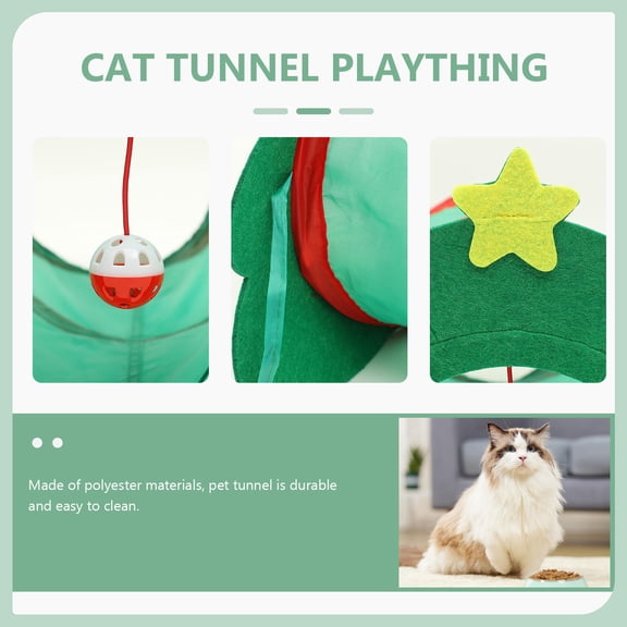 LOLIPPYY Christmas Cat Tunnel Toy Green Polyester 1 Set For Indoor Use