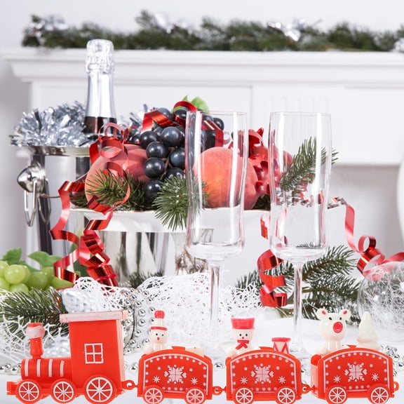 LOLIPPYY Christmas Theme Train Decor Red Plastic Desktop Decoration For Home Office 1Set