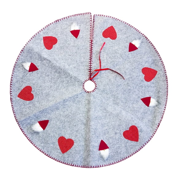 LOLIPPYY Grey Embroidered Christmas Tree Skirt Mat for Holiday Decoration, Festive Parties, Seasonal Home Celebrations