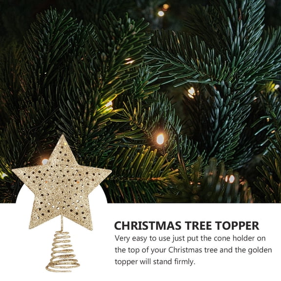 LOLIPPYY Golden Metal Christmas Tree Star Topper, Festive Holiday Treetop Decoration for Xmas Trees