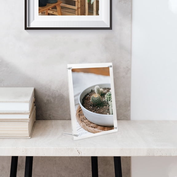 LOLIPPYY Clear Acrylic Authorization Frame with Metal Base for Tabletop Display
