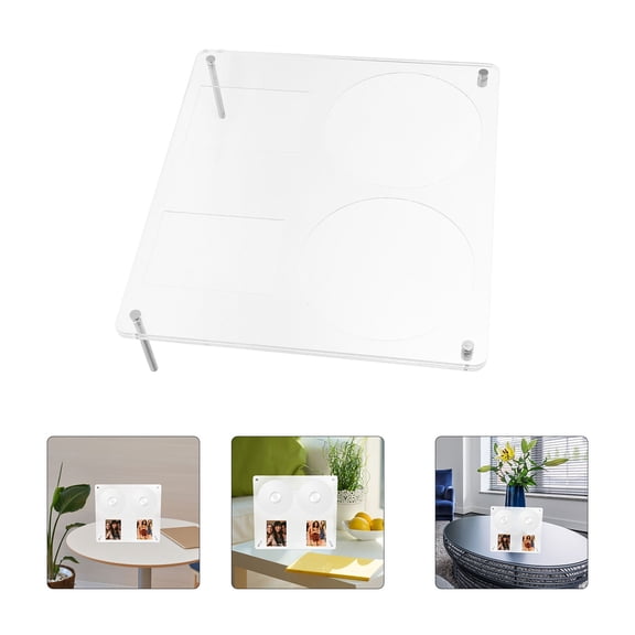 LOLIPPYY Clear Acrylic Cd Display Rack with Groove Design for Office Desk Organizing and Photo Frame Display