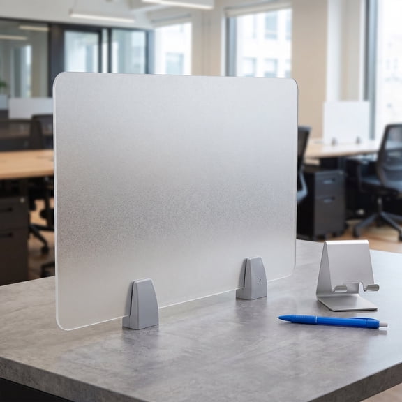 LOLIPPYY Frosted Acrylic Office Desk Partition Screen with Nonslip Base for Privacy Shield