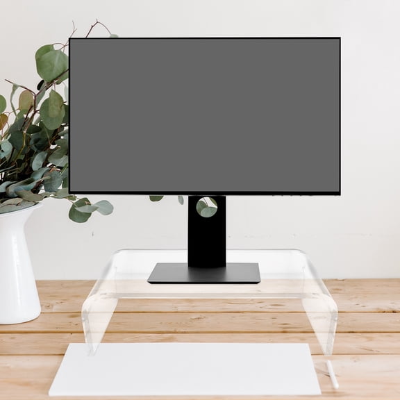 LOLIPPYY Clear Acrylic Monitor Stand Riser for Computer Desk Organizes Keyboard and Mouse Space