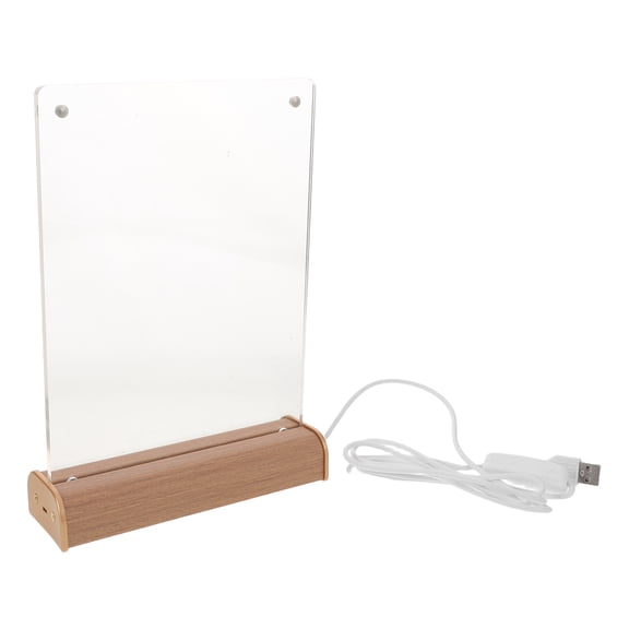 LOLIPPYY Clear Acrylic Picture Frame with Wood Base for Versatile Desk and Wedding Sign Display