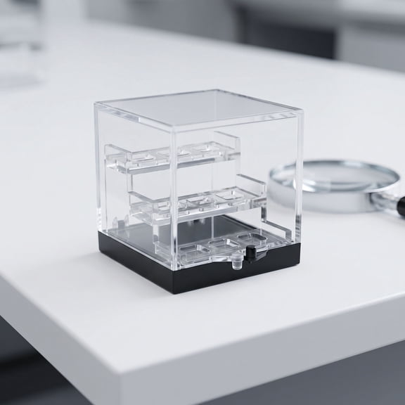 LOLIPPYY Clear Acrylic Rock Display Box for Mineral Specimen Storage with Three Layer Organization