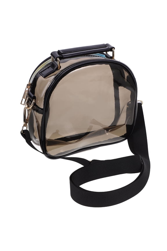 Clear Crossbody Bag Fashion Style Waterproof PVC Black 1Set