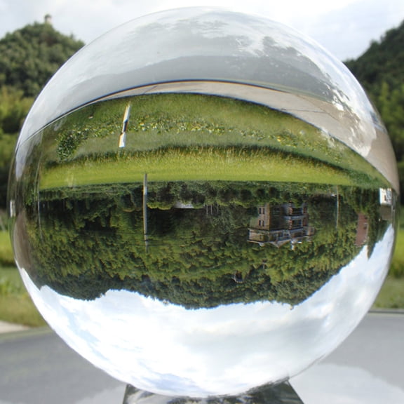 LOLIPPYY Clear White Crystal Glass Sphere for Feng Shui Decor, Office & Living Room Display Ornament