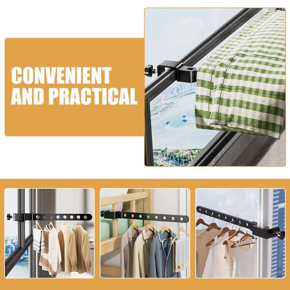 LOLIPPYY Clip on Balcony Drying Rack Black with Strong Load Bearing for Home Laundry and Window Use