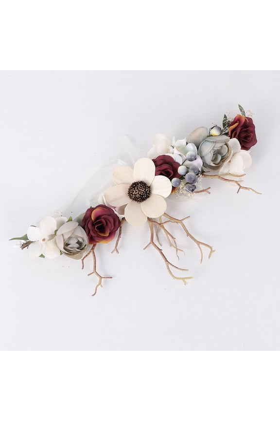 Antler-Shaped Cloth Headband with Dried Flower for Weddings, Festivals, and Special Occasions