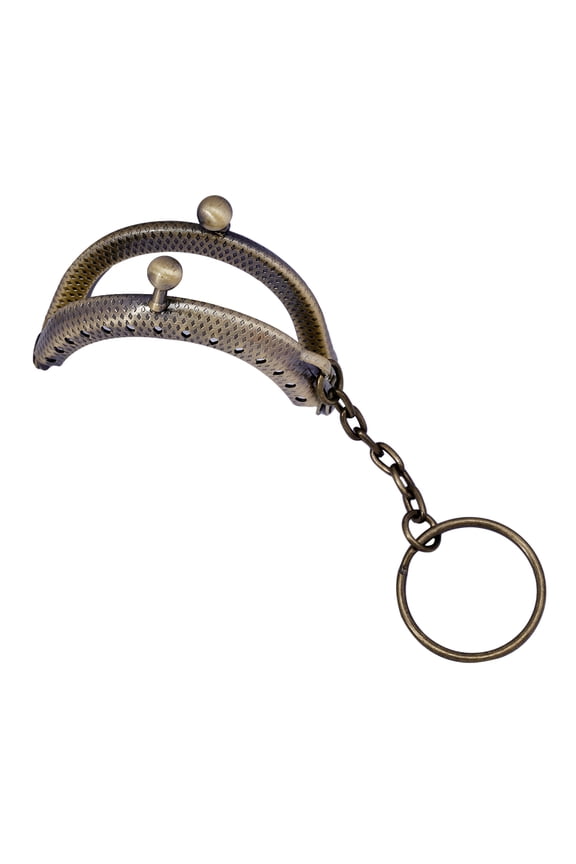 Clutch Bag Frame Key Chains with Semicircle Pendant Golden Metal Purse Frame Handle for Bag Making