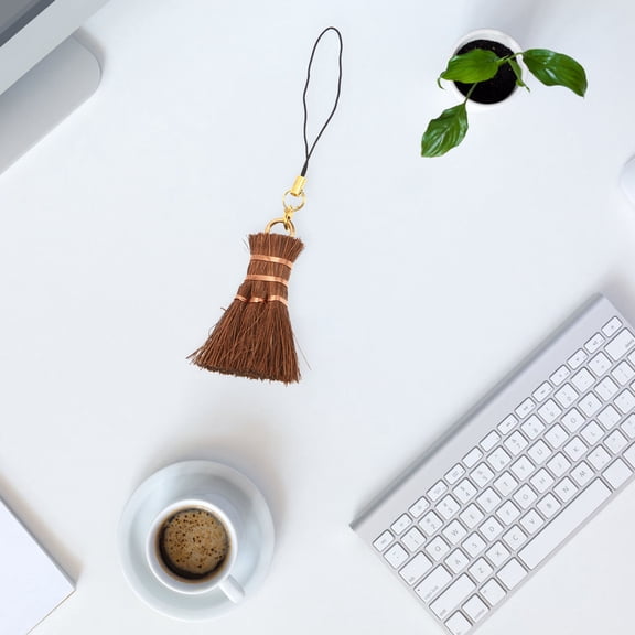 LOLIPPYY Coffee Color Small Whisk Broom with Ergonomic Handle for Home Office Table Cleaning