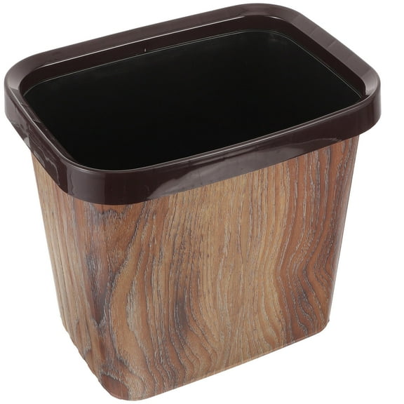 LOLIPPYY Coffee Imitation Wood Grain Plastic Trash Can Suitable for Kitchen and Office Use