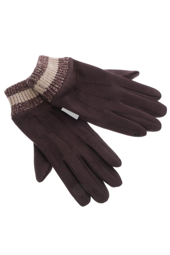 Men's Coffee Suede Full-Finger Riding Gloves with Breathable Design and Non- Grip for Touchscreen Use