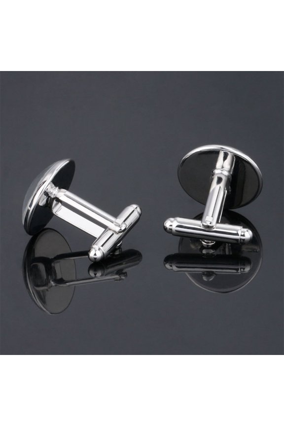 Collar Button Cuff-Link Glass Black Electroplated Lightweight Sleeve Accessory