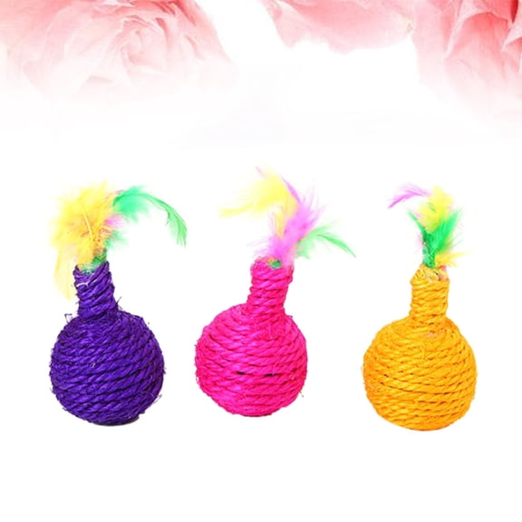 LOLIPPYY Colorful Sisal Hemp Cat Toys 3-Pack for Pets, Stimulates Curiosity and Keeps Cats Active and Engaged