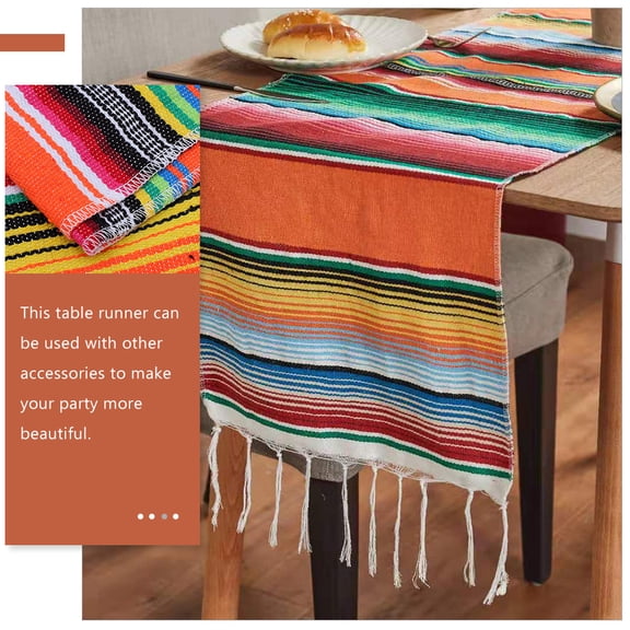 LOLIPPYY Colorful Cotton Table Runner for Birthday Parties and Events, 1 Piece Decorative Table Cover