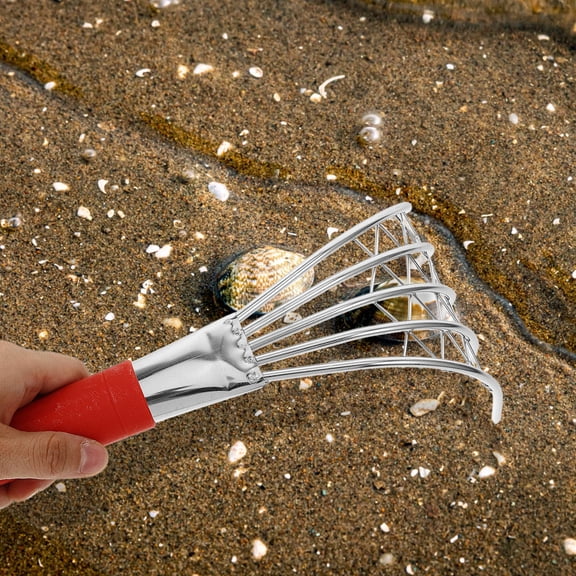 LOLIPPYY Plated Metal 30cm Five-Tooth Rake Handheld Shell Digging Tool