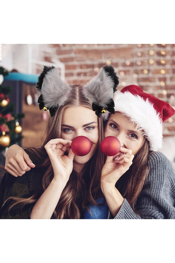 Comfortable Grey Ear Headband Plush Hair Hoop Party Accessory Made of Soft Cloth