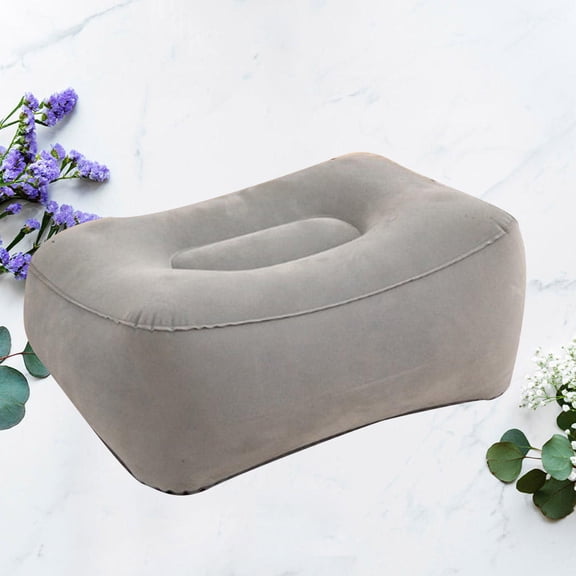 LOLIPPYY Inflatable Foot Stool Grey Pillow for Comfortable Leg Rest at Office, Home, and Travel Use